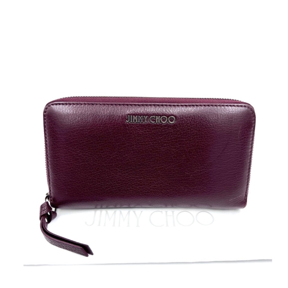 Jimmy Choo Burgundy Leather Zippy Long Wallet